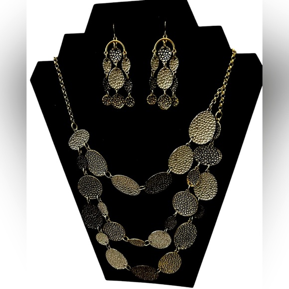 Dana BUCHMAN 3 Tierd Statement Necklace and Matching Statement Earring Set - Picture 1 of 6